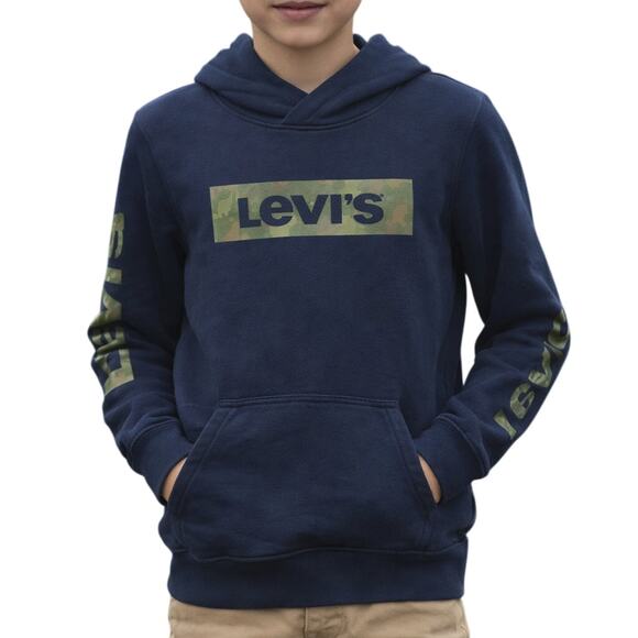 Levi's Other - Levi’s Boys Large Blue Hoodie Sweatshirt Green Camo Pullover Kangaroo Pocket